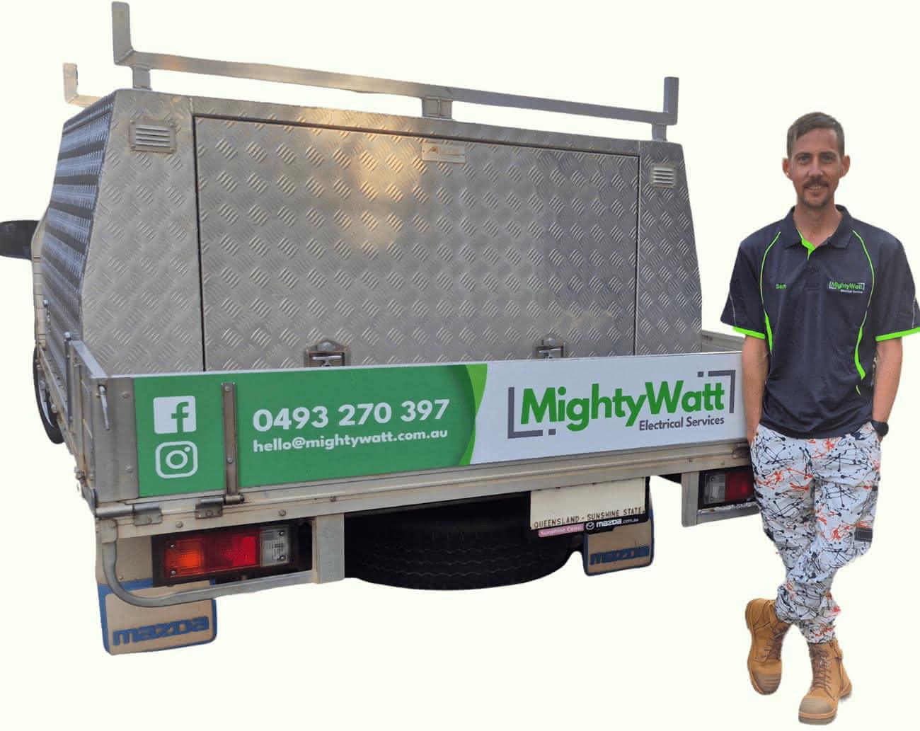 MightyWatt electrician ute on the Sunshine Coast